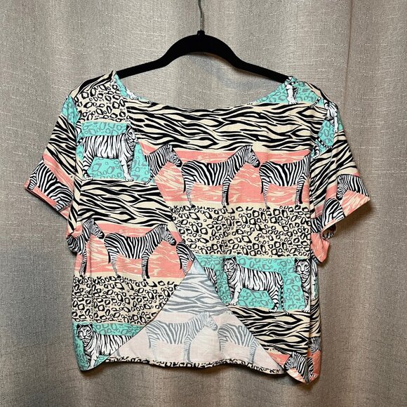 Minkpink Safari Animal Print Criss Cross Open Back Top Size S - Picture 11 of 13